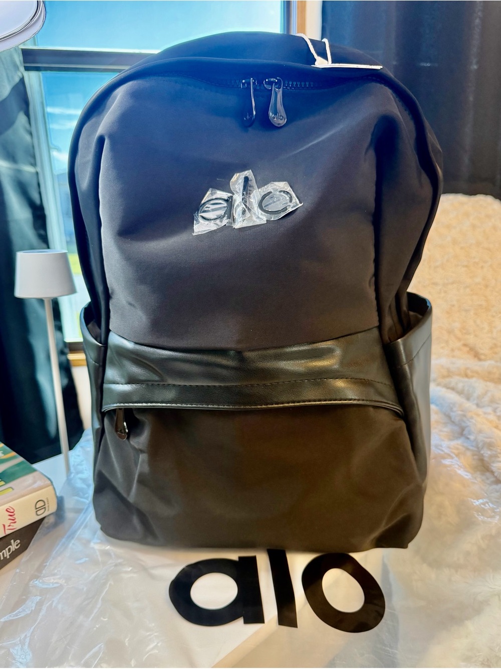 ALO Yoga Black Everyday Backpack with Front Zip Pocket